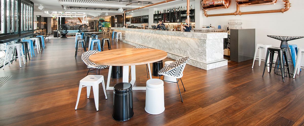 Timber floor at coffee shop